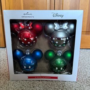Disney Mickey and Minnie Ornament Collection - Red, Blue, Green, Silver